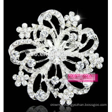 beautiful silver flower crystal rhinestone designer brooch